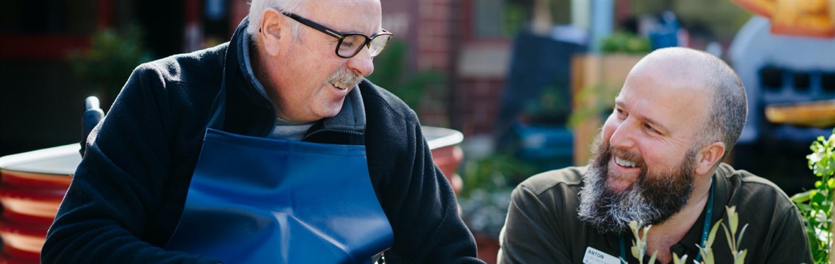 The cover photo from our Consumer Engagement Plan - Allied Health Assistant Anton Harrington in the Accessible Kitchen Garden